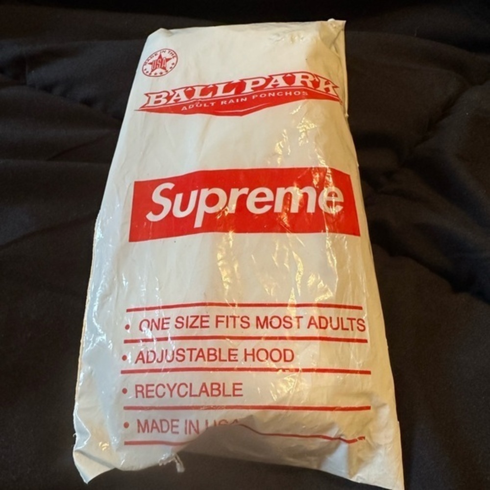 Supreme Ballpark Rain Poncho Men White with logo